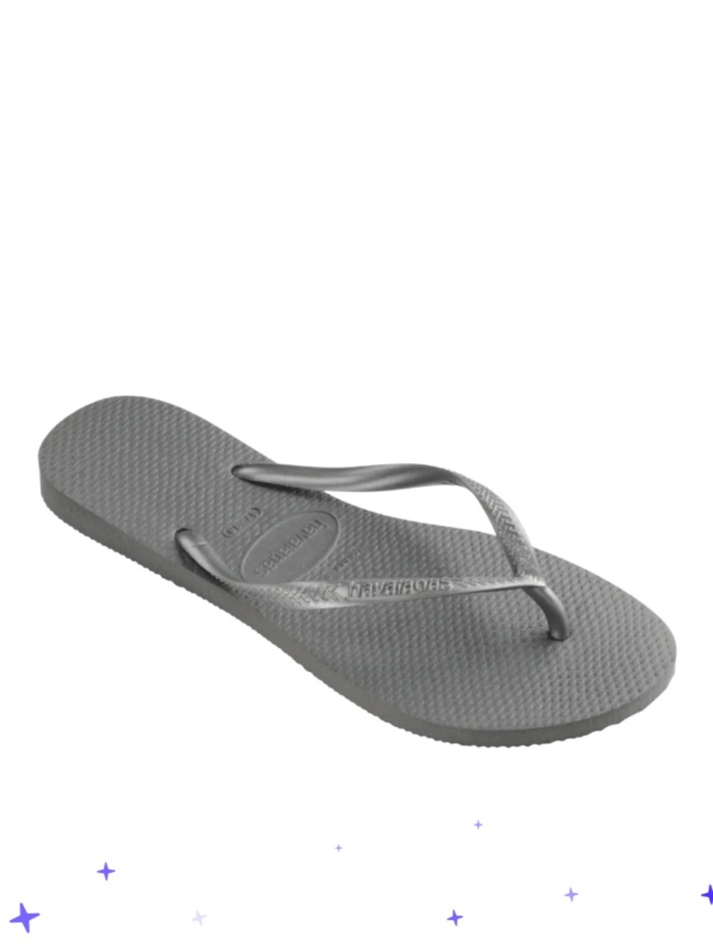 Havaianas Women's Slim Sandals / Rubber Silver Metallic Strap Flip Flop Sz 6-6.5 - Picture 5 of 16